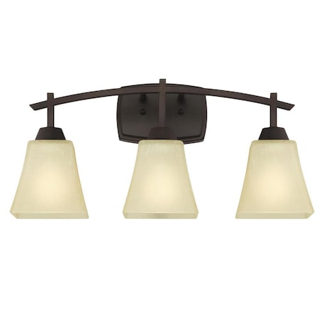 Westinghouse Three-Light Indoor Wall Fixture Midori ORB Amber Linen Glass 6307500